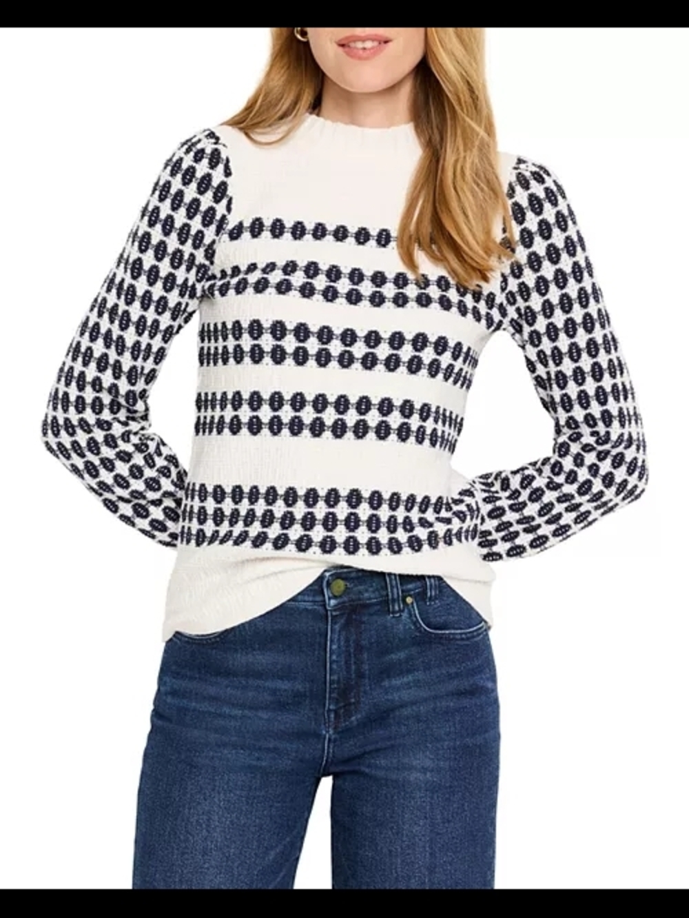 NIC+ZOE Pattern Waffle Stitch Sweater Sz M